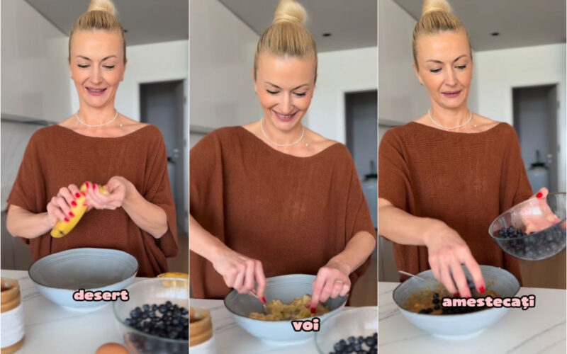 Cum pregătește Elwira Petre o rețetă sănătoasă de brioșe cu afine și banane, pentru un mic dejun slab caloric
