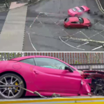 Posesoarea singurului Ferrari roz din Marea Britanie și-a făcut praf bolidul de 120.000 de lire sterline, iar firma de asigurare refuză să plătească reparația